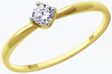 Кольцо Diamant 53-110-01939-1 размер 17 вес 1.1 г золото, фианит