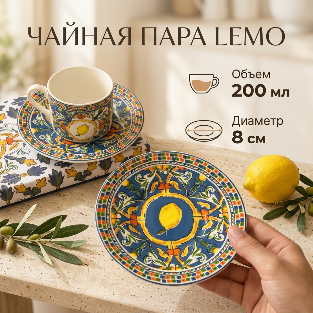 Чайная пара , 200 мл, фарфор, 1 шт.