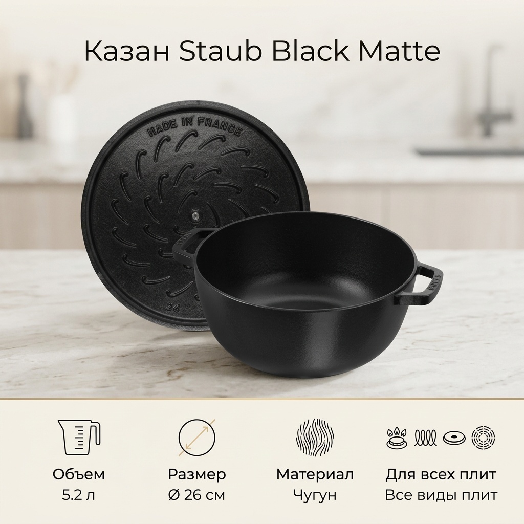 Казан Staub 5.2 л, чугун