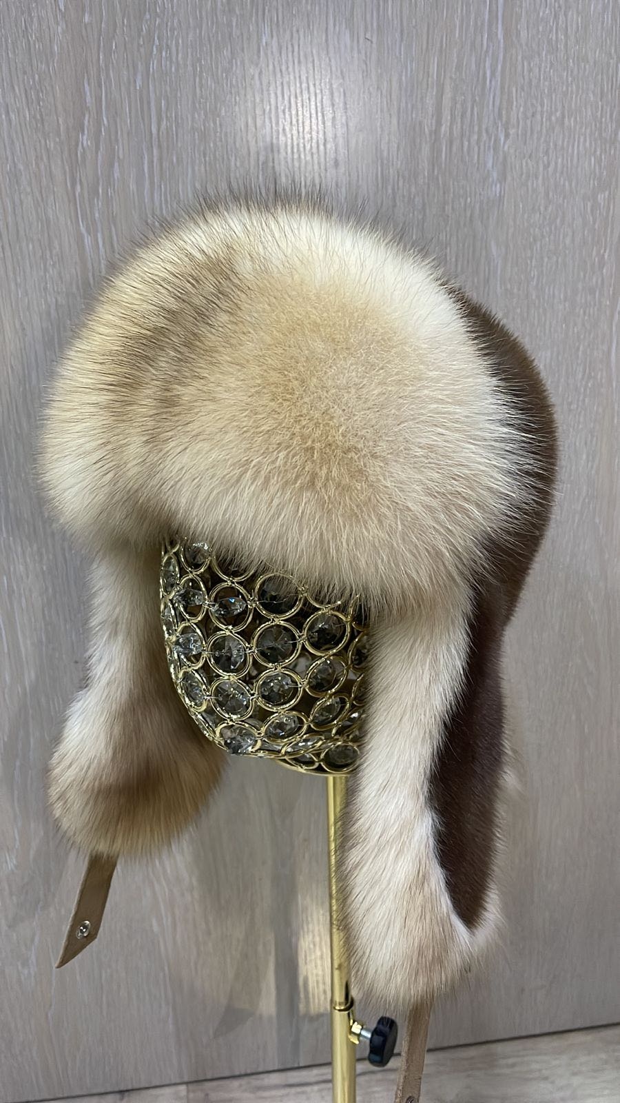 Ушанка SemiFur размер 57, 58, 59, 60, коричневый, золотистый