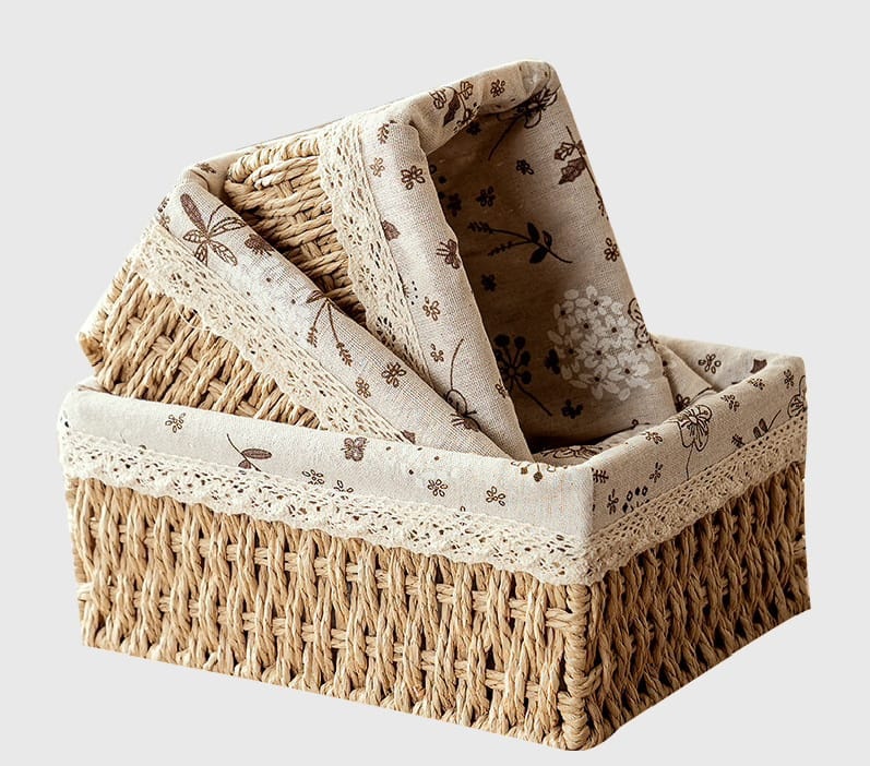 Корзина для документов 26x20x12 см, текстиль, ивовая лоза