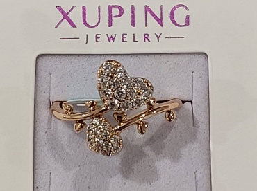 Кольцо Xuping Jewelry X000864862 размер 18 медицинский сплав, фианит, золотистый