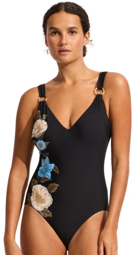 Купальник слитный SEAFOLLY черный, мультиколор