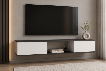 ТВ-тумба навесная Onyx, 160x25x30 см, черный, белый