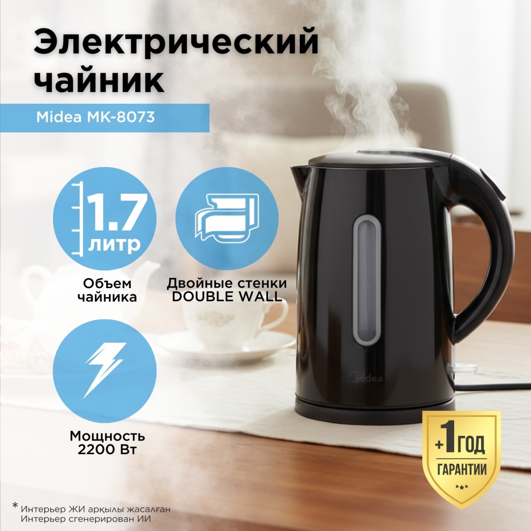 Электрочайник Midea MK-8073 черный