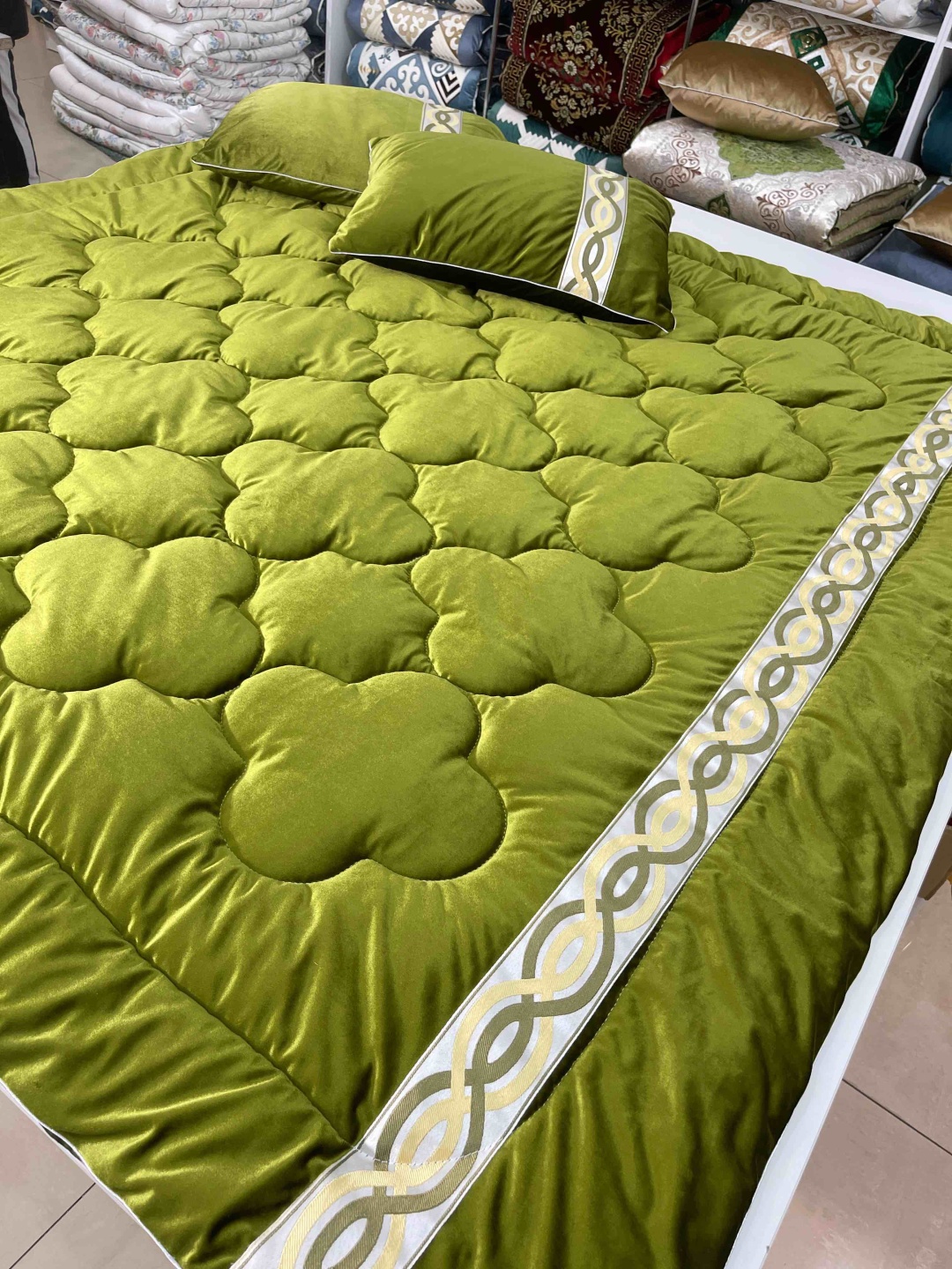 Комплект корпе с подушками 220x200 см, вата, хаки