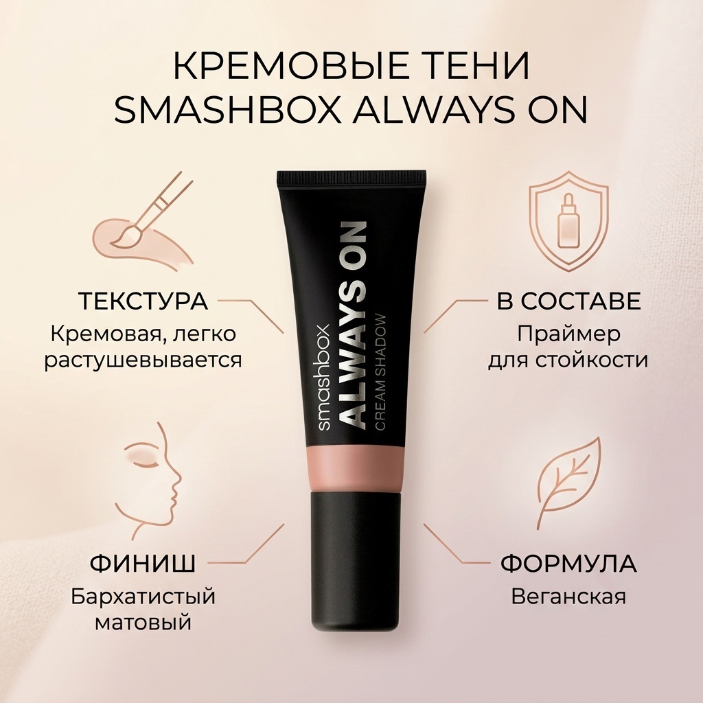 SMASHBOX тени кремовые Always On Cream Shadow Rose