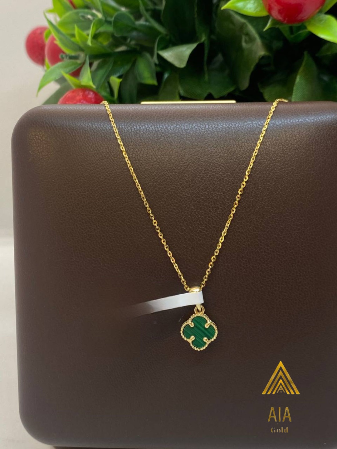 Колье AIA GOLD AS-20 длина 50 см вес 2.1 г золото, малахит