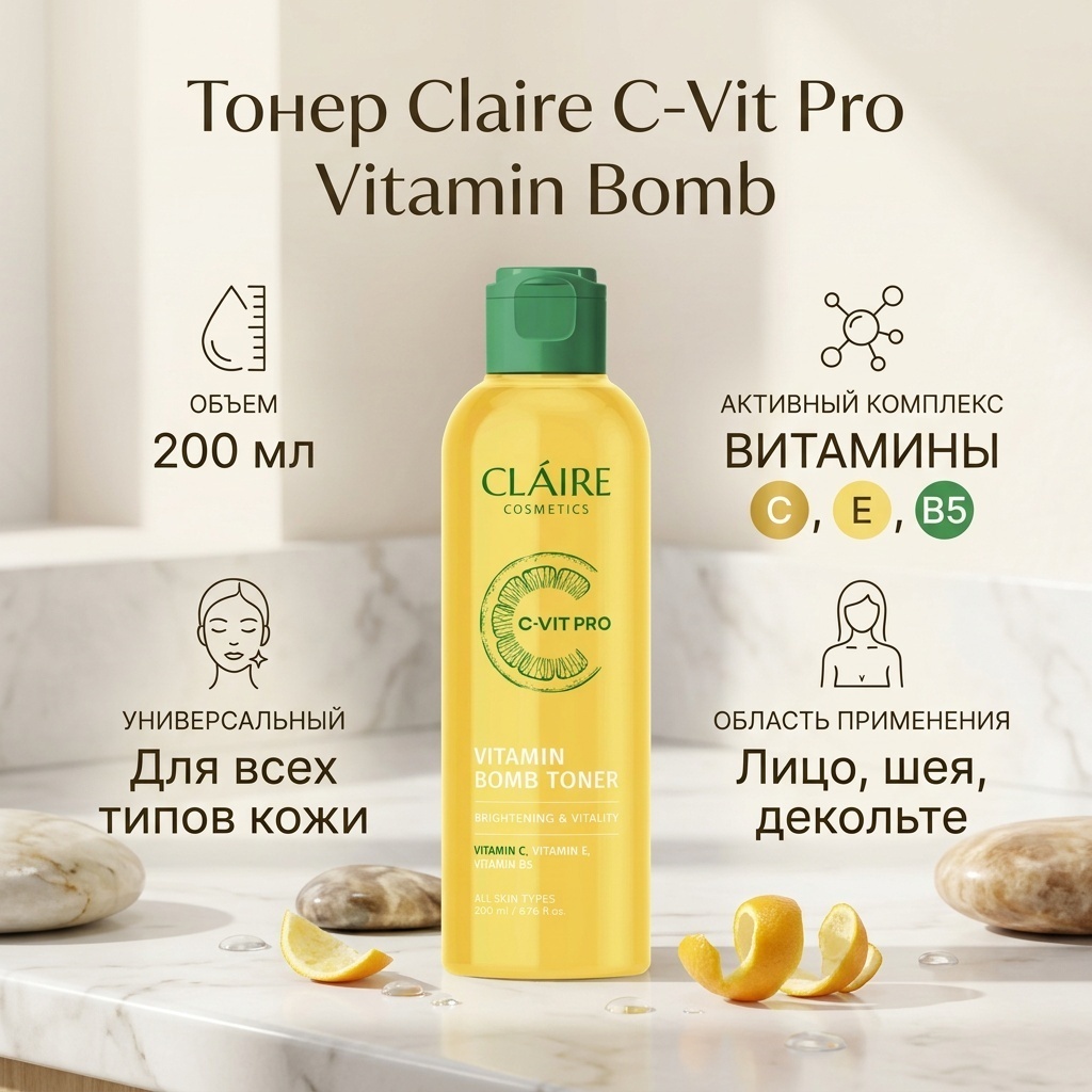 Claire Cosmetics тонер Claire C-Vit Pro Vitamin Bomb 200 мл