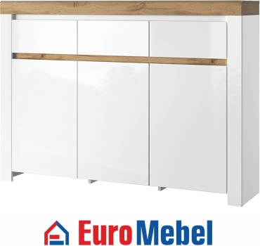 Комод Euromebel Таурус, 150.20x35.70x108.6 см, белый, светло-коричневый