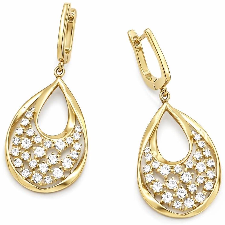 Серьги Italian Gold 573645678 вес 6.84 г золото, фианит