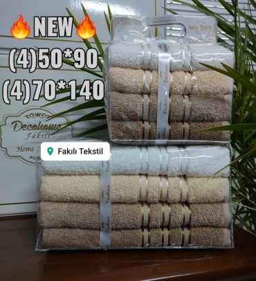 Набор полотенец Fakili Tekstil 140x70 см, хлопок, махровая ткань, 8 шт,