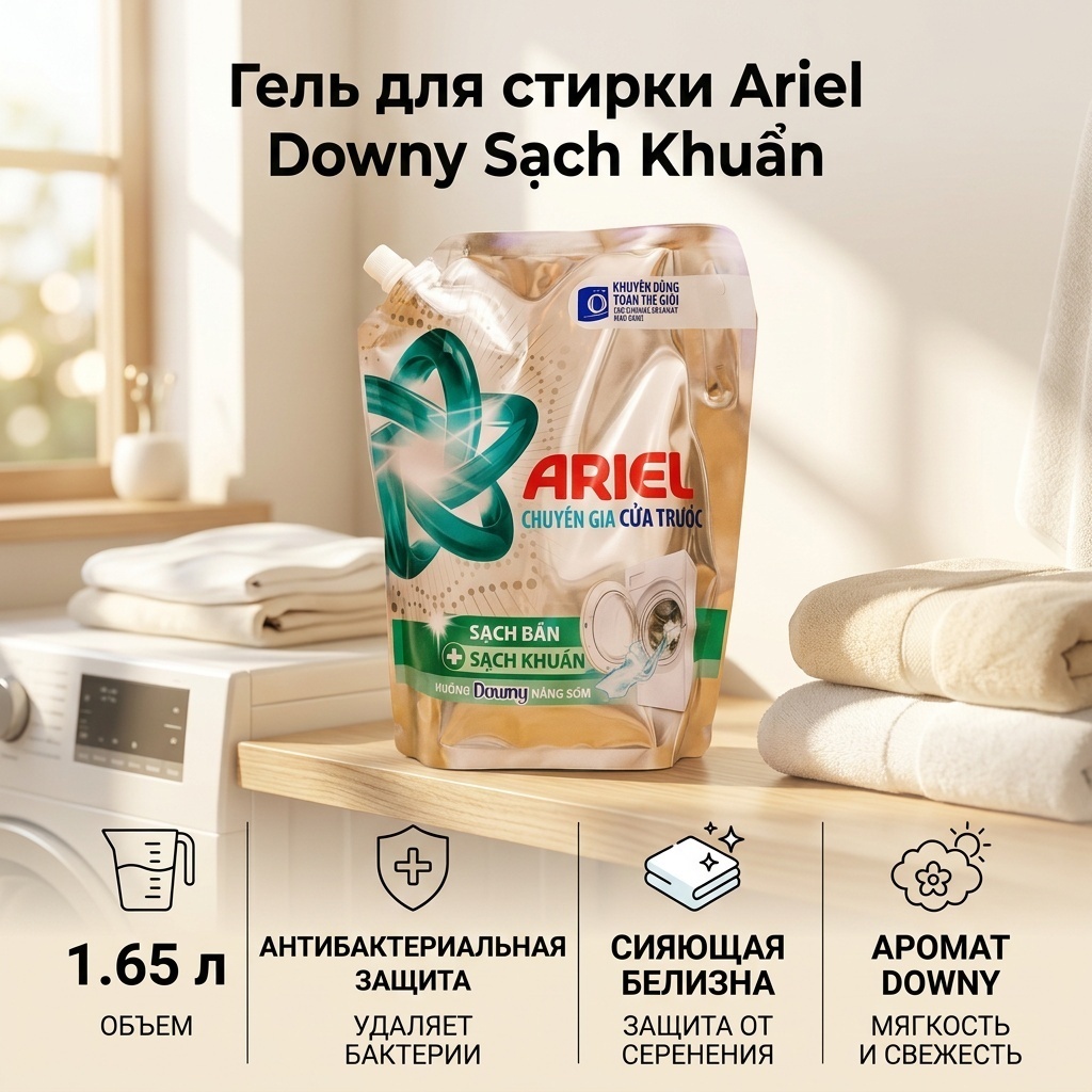 Гель Ariel Downy для белых и светлых тканей, 1.65 л