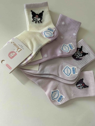 Носки Куроми 30419326_133582546 4 пары белый, фиолетовый 3-5 лет