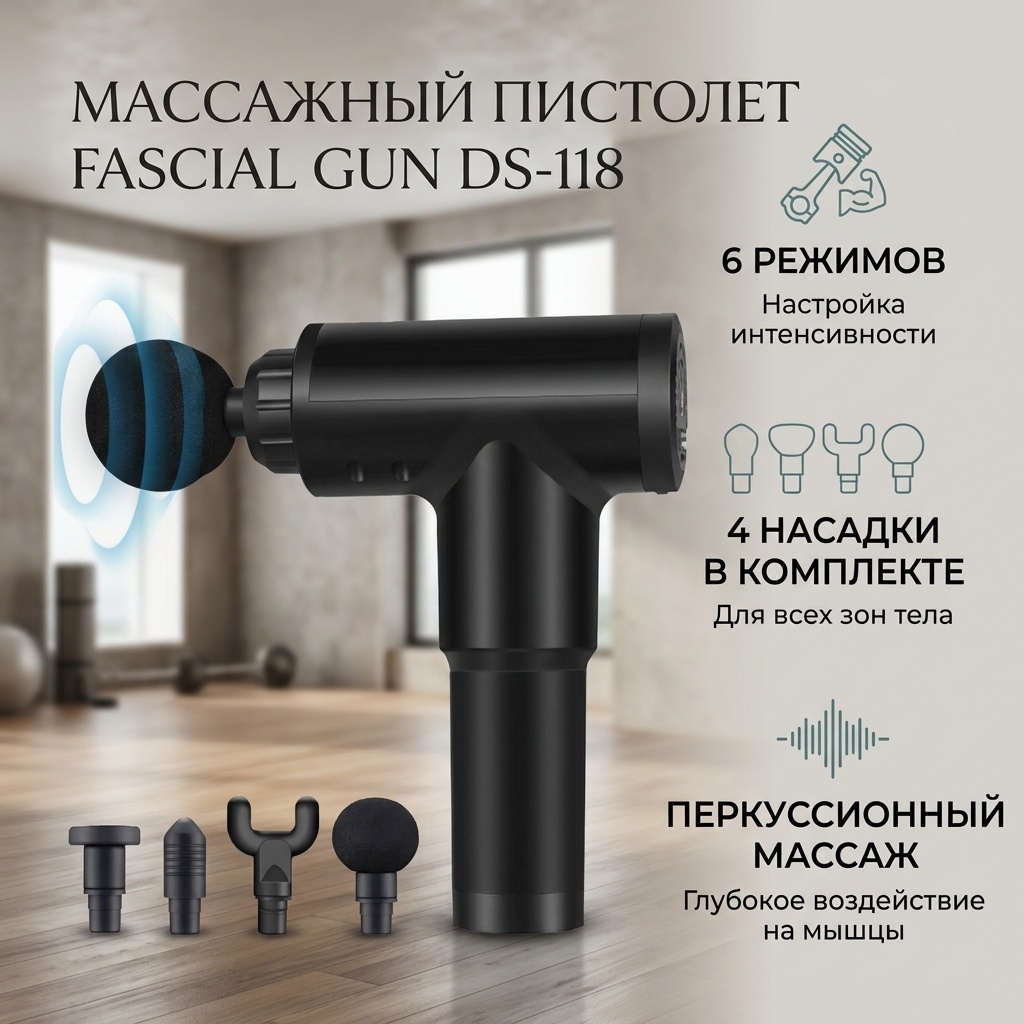 Массажер Fascial Gun Массажный пистолет беспроводной ручной перкуссионный