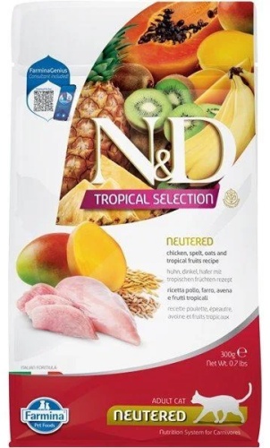 Farmina N&D Tropical Selection Neutered для стерилизованных курица, овес, фрукты 0.3 кг
