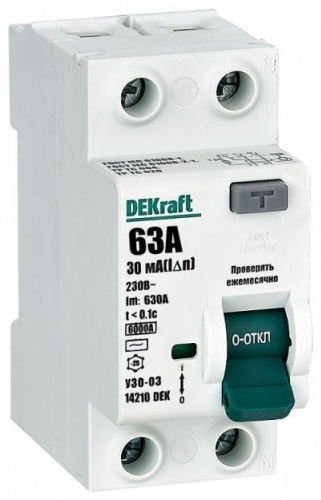 Дифференциальный автомат DEKraft AC 63 30 мА класс AC