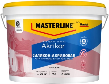 MasterLine акриловая Akrikor 9 л, белый цвет