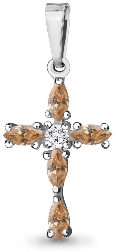 Крестик AQUAMARINE 325179 вес 0.88 г серебро, фианит