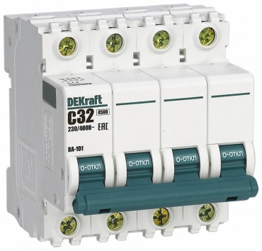 DEKraft автоматический выключатель 4P 32 A, 4.5 кА, 230/400 В