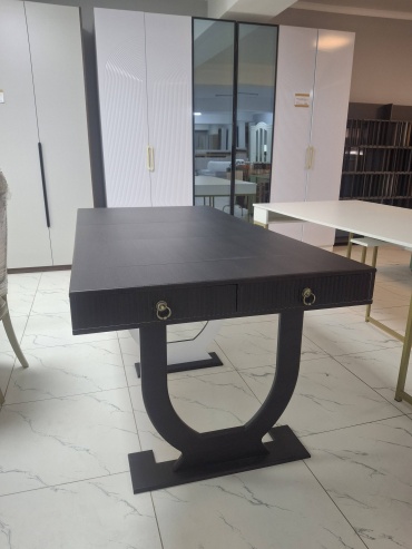 Раздвижной стол ALI HOME Gloria, 300х100x75 см, МДФ, белый, серый, темно-коричневый