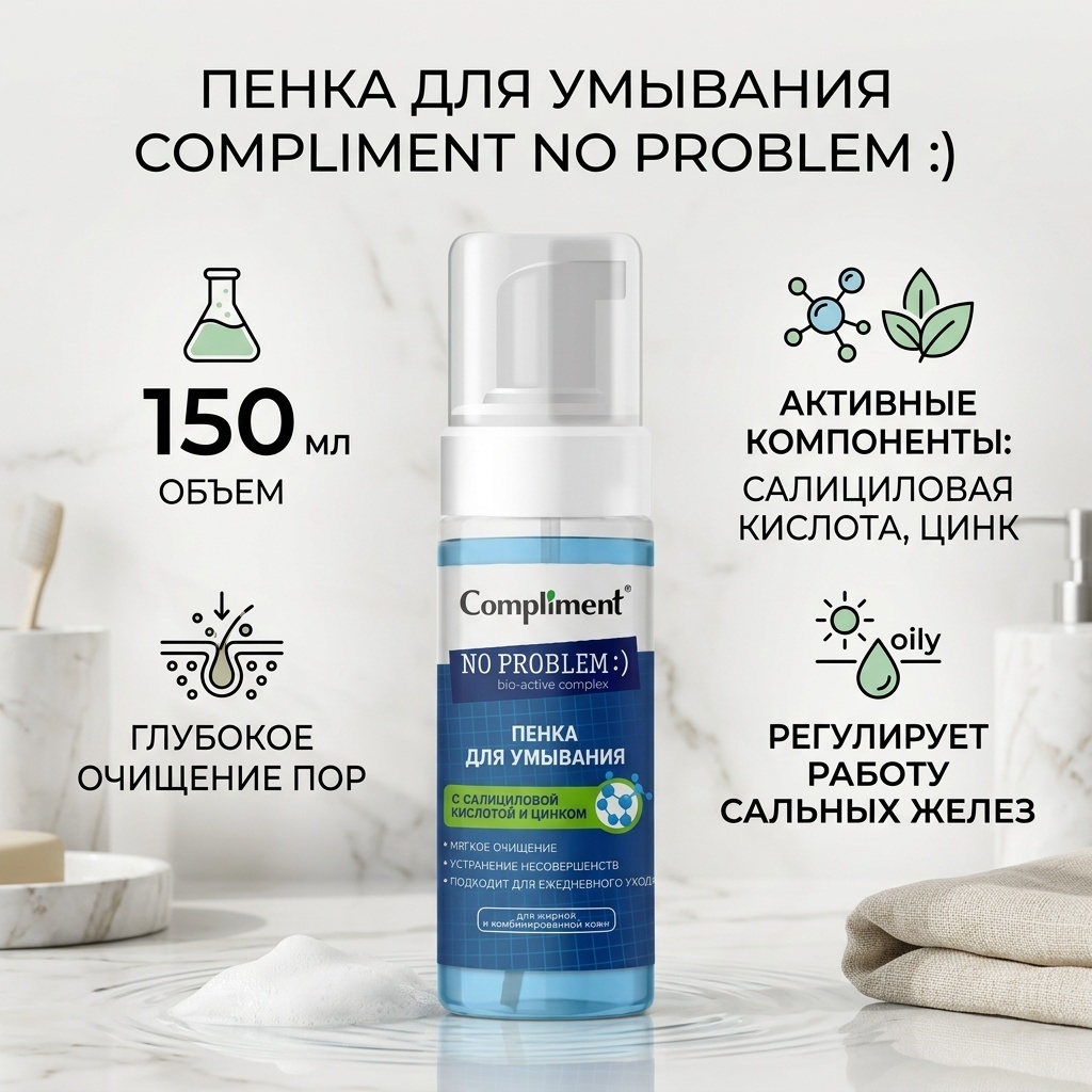 Compliment No Problem c салициловой кислотой и цинком пенка 150 мл