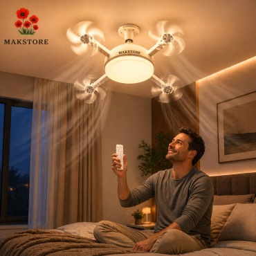 Люстра вентилятор MAKSTORE LED, кол-во ламп: 1 шт