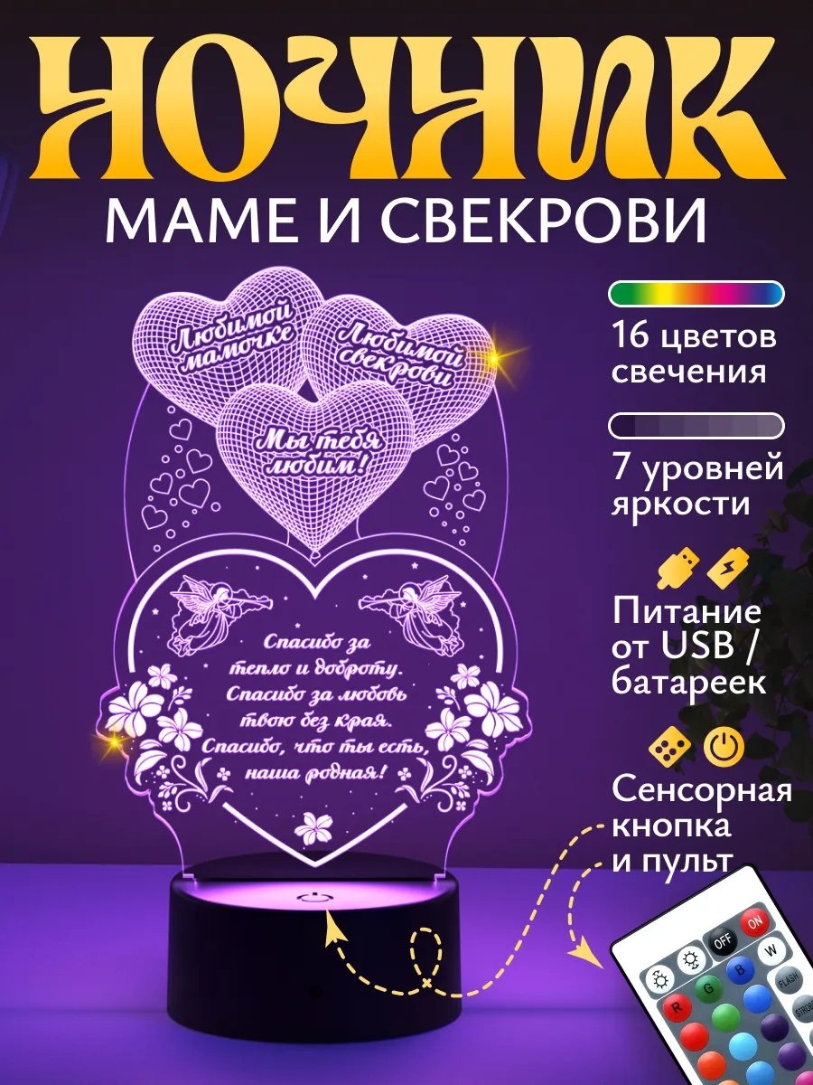 Светофей декоративный светильник в USB разъем Подарок свекрови и любимой маме ночник, теплый белый