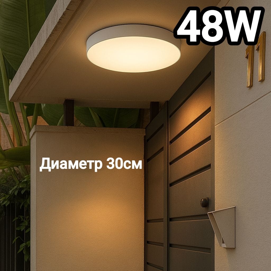 Уличный светильник настенно-потолочный LOBRUN 48 Вт 3.5 см
