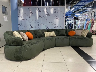 Диван модульный AAA LUNA DL 3.4M , 340х100 см, обивка велюр, зеленый