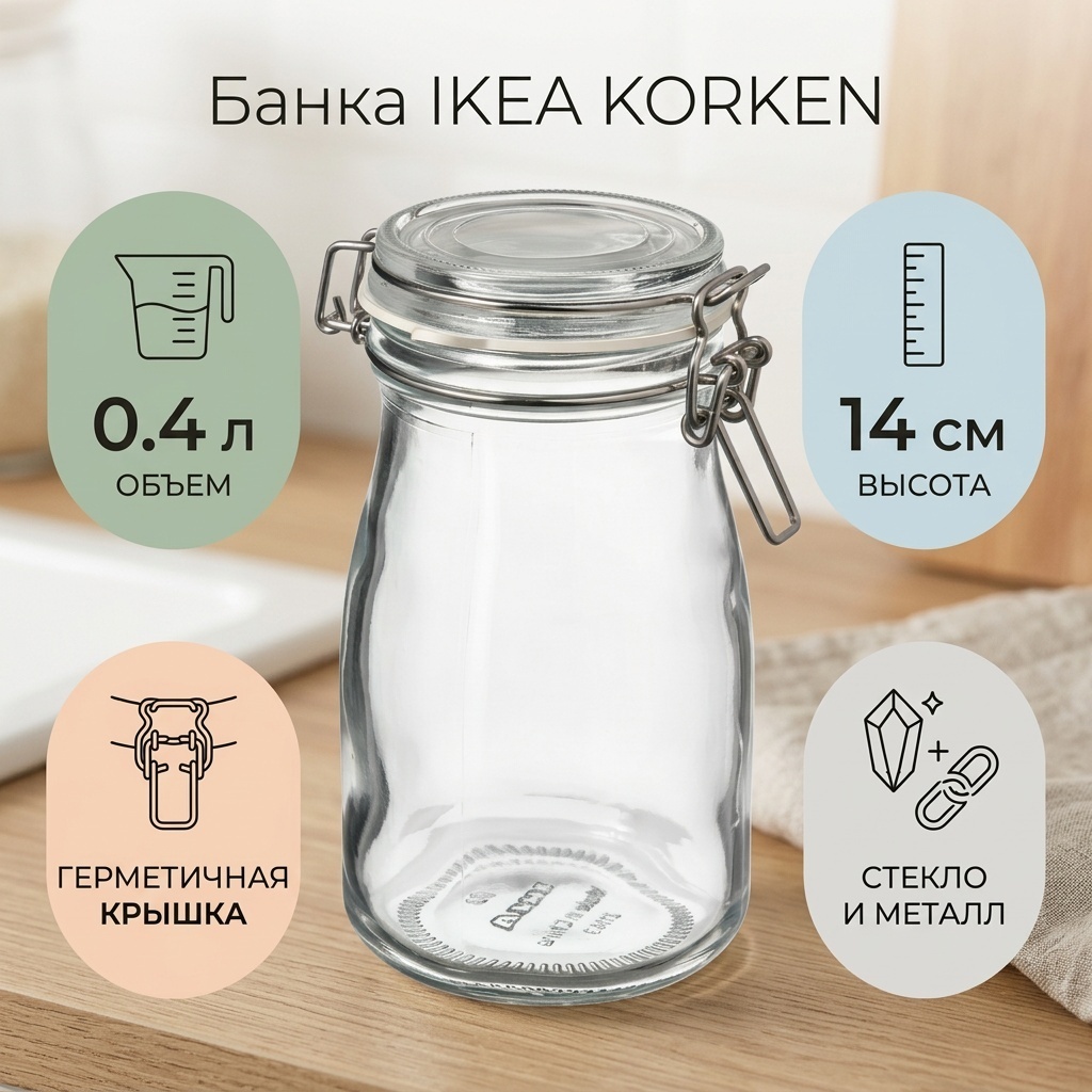 IKEA банка КОРКЕН, стекло
