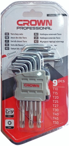 Шестигранный ключ Г-образный CROWN арт.CPHOK-TMAX09, 9 шт