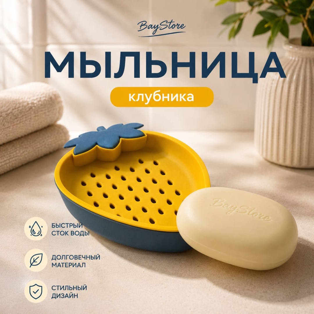 BayStore мыльница «Клубника» 1 шт, пластик