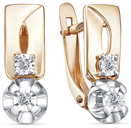 Серьги Lucente Бриллианты Якутии EAR-LU-585-795450 вес 3.06 г золото, бриллиант