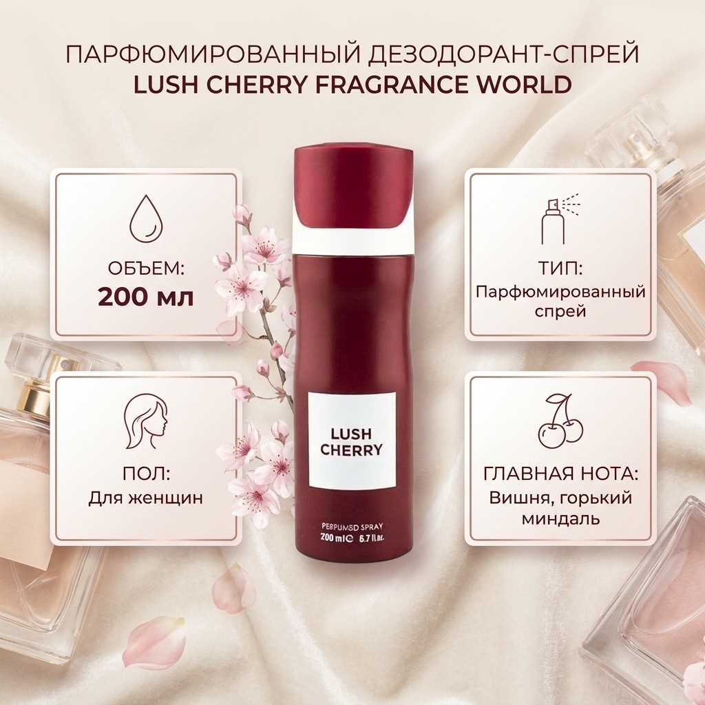 Fragrance World Lush Cherry дезодорант для женщин 200 мл