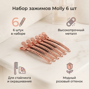 Molly набор металлических зажимов для волос 6 шт