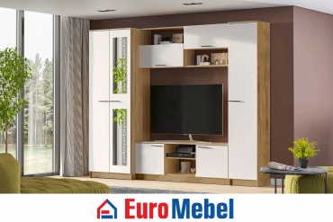 Стенка Euromebel № 3, 00066807, белый, светло-коричневый