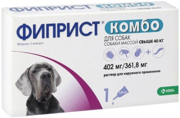 KRKA Фиприст Комбо капли блох, от клещей, от власоедов для собак от 40 кг 1 пипетка