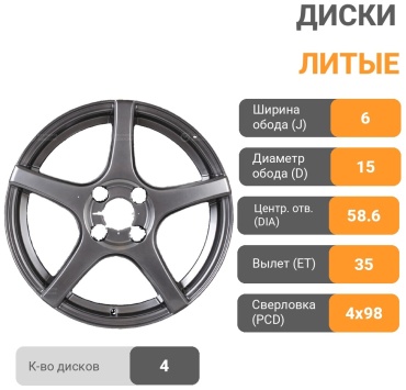 Venti 1510 6x15/4x98 D58.6 ET35 4 диска графит