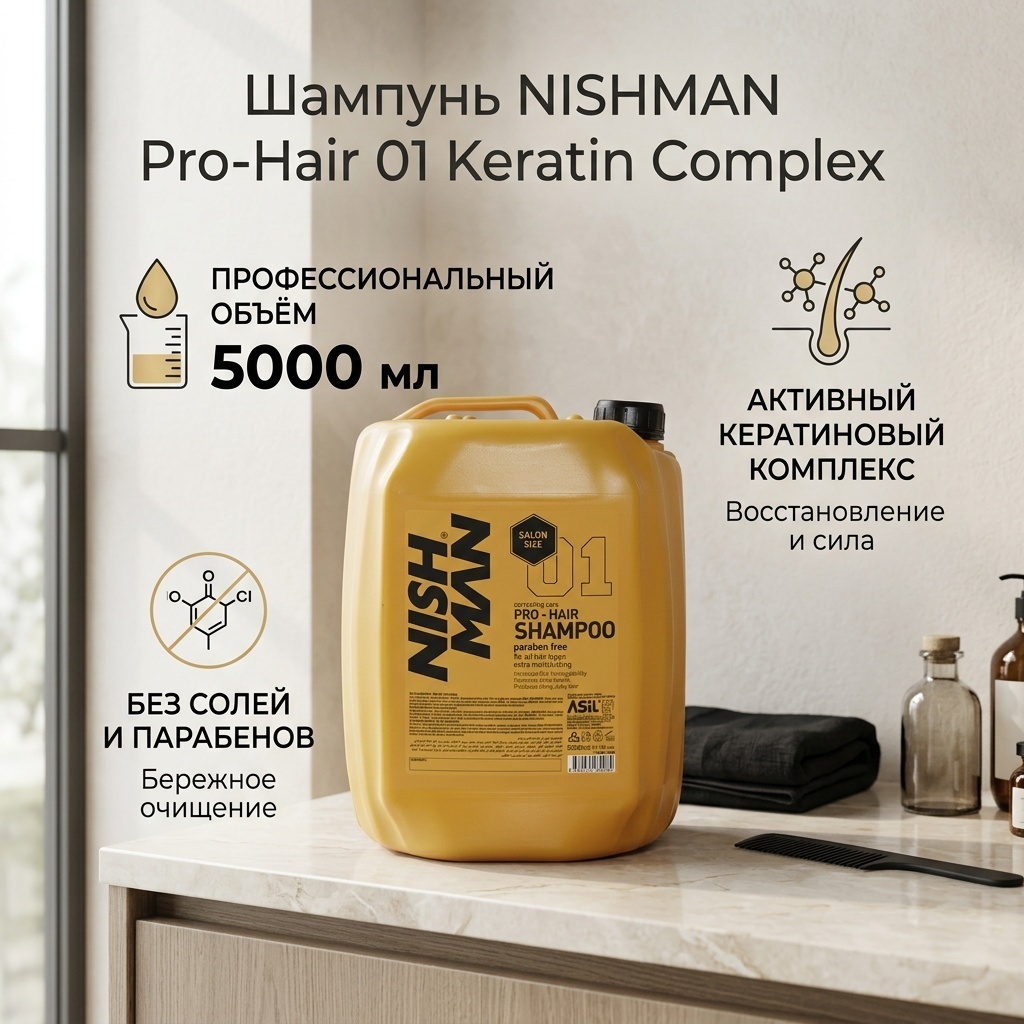 NISHMAN Pro-Hair 01 keratin complex шампунь 5000 мл