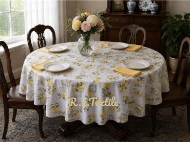 Скатерть R.I.Textile Лимоны LIMONZH 150x150 см, полиэстер, хлопок, дак, 1 шт
