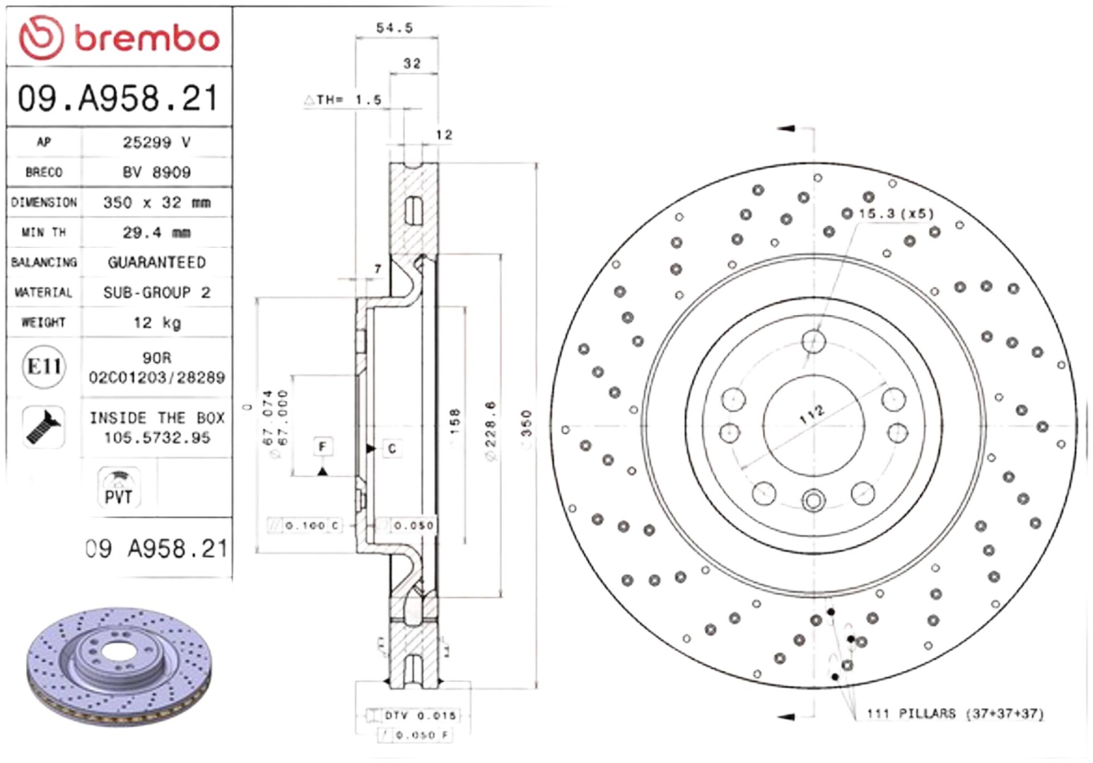 Диски Brembo передние 09A95821