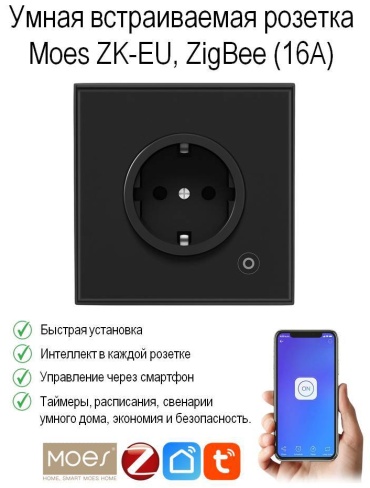 Умная розетка Moes ZK-EU16M-BK, черный