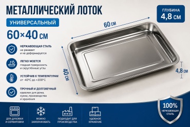 Поднос 34543333 серебристый