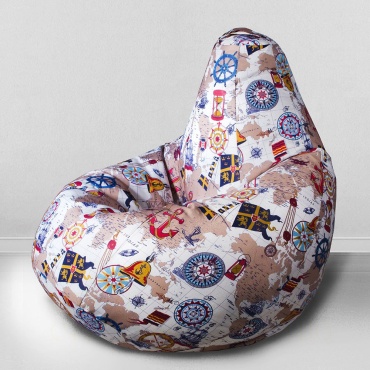 Кресло-мешок MyPuff Карта, XXXL-Комфорт, съёмный чехол, чехол жаккард, мультиколор