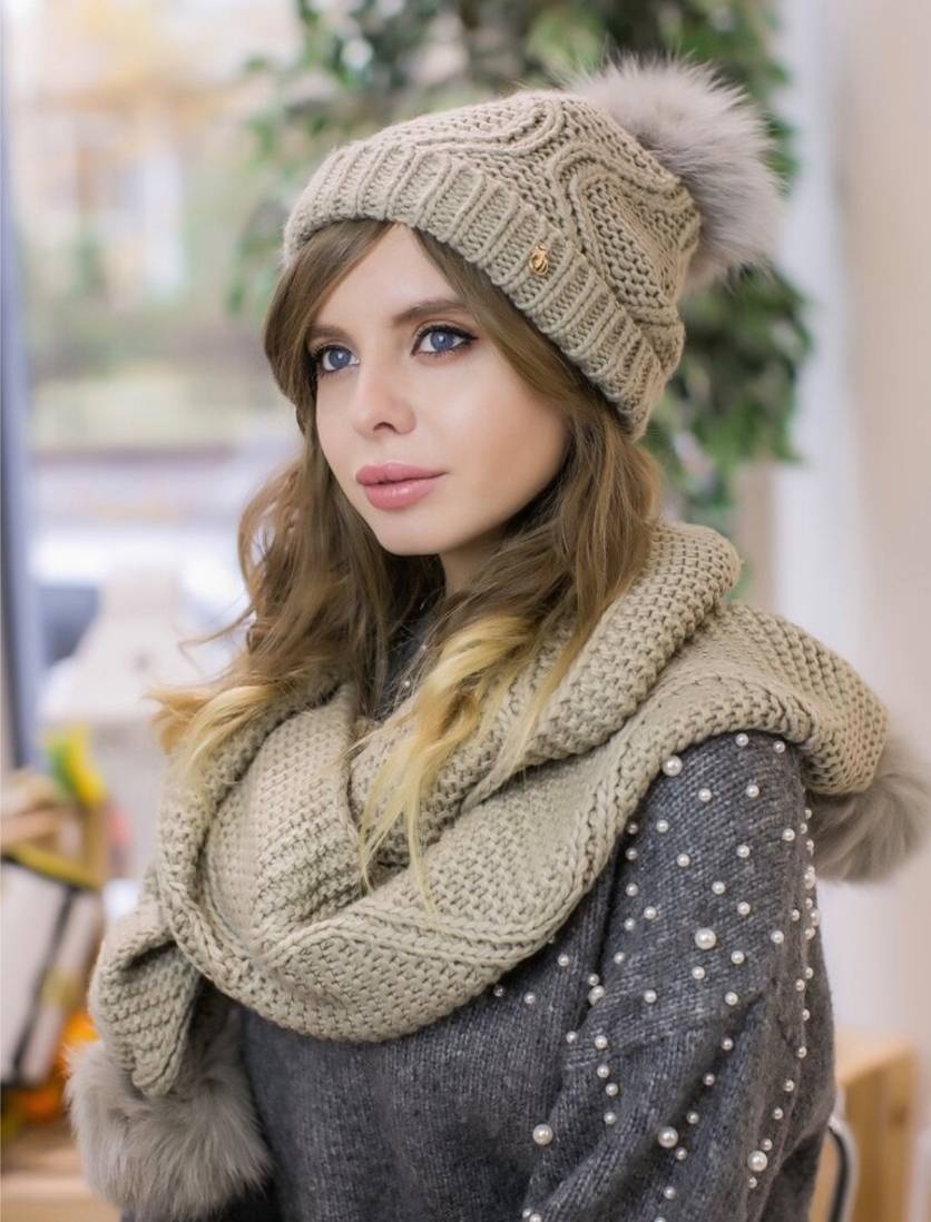 Шарф Trussardi шерсть, натуральный мех 160 x 27 см