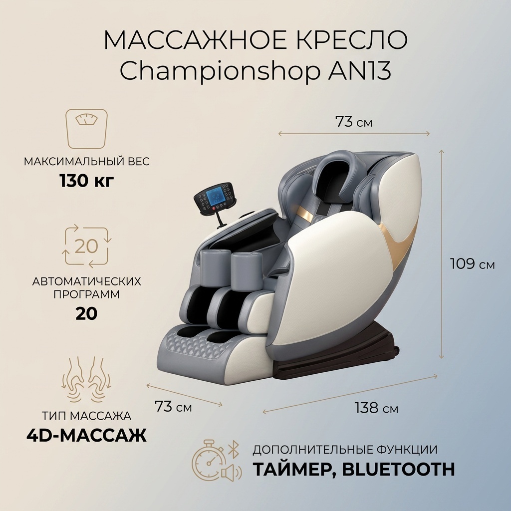 Массажное кресло 17025014_Массажное кресло Championshop AN13 до 130 кг 20 программ