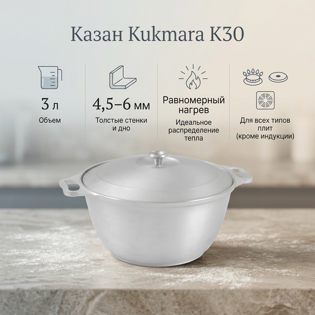 Казан Кукмор 3 л, алюминий