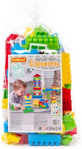 Конструктор Полесье Конструктор "Строитель" 36117, деталей 129 шт