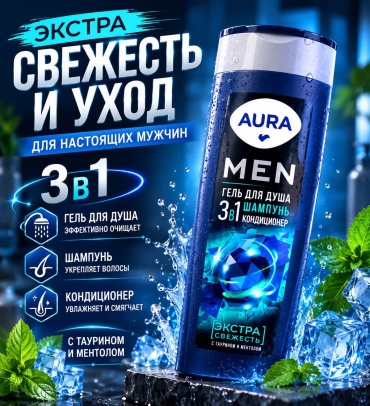 AurA Экстра Свежесть гель-шампунь 380 мл